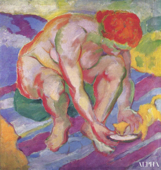 Nu au chat - Franz Marc - Reproductions de tableaux et peintures haut de gamme