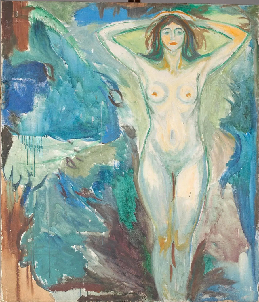 Nu debout sur un fond bleu - Edvard Munch