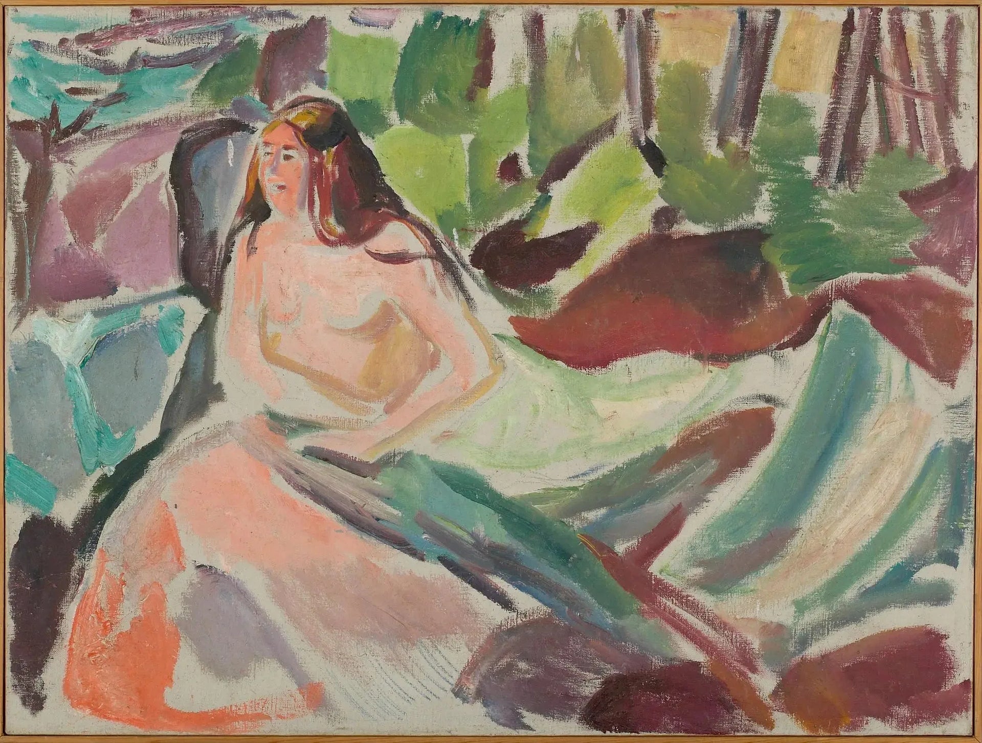 Nu en forêt - Edvard Munch image 1 reproduction artisanale de tableau