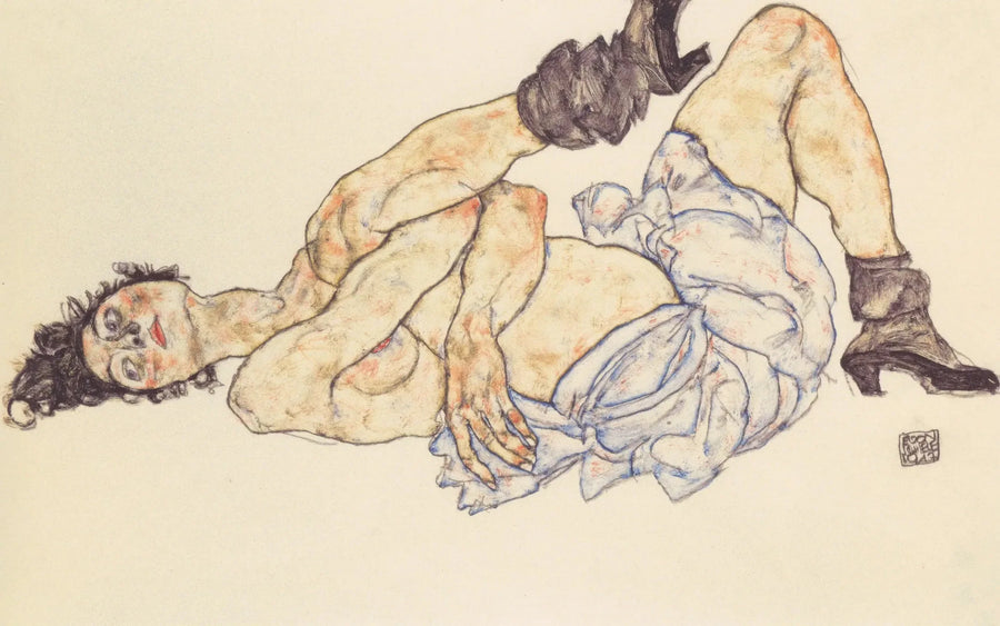 Nu féminin allongé - Egon Schiele
