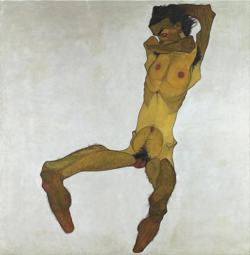 Nu masculin assis (Autoportrait) - Egon Schiele