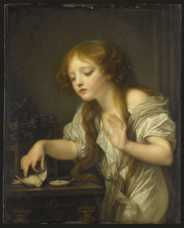 L'oiseau mort, dit aussi : Un Enfant hésitant à toucher un oiseau dans la crainte qu'il ne soit mort - Jean-Baptiste Greuze