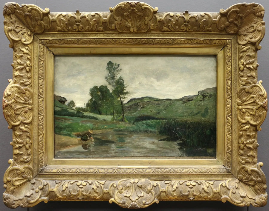 Optevoz. Blanchisseuse au bord de l'eau - Jean-Baptiste Camille Corot
