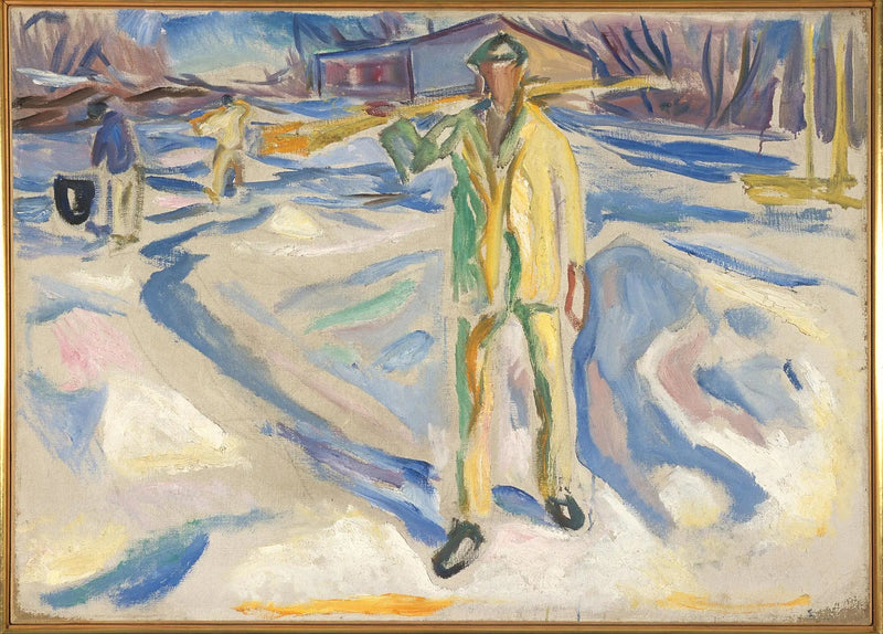 Ouvriers du bâtiment dans la neige - Edvard Munch