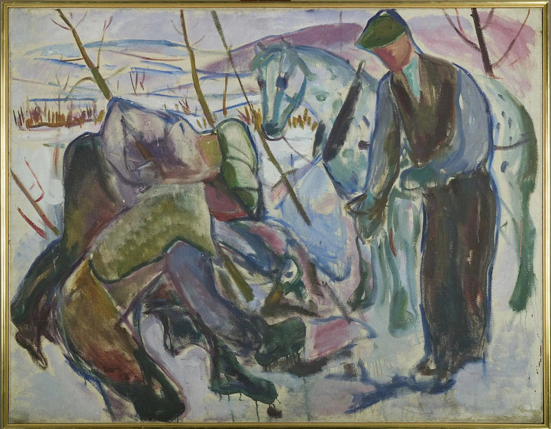 Ouvriers et Cheval - Edvard Munch