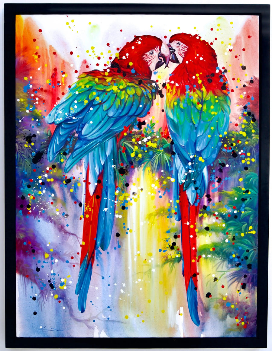 Paire de Perroquets Rouges | 90 X 120 cm