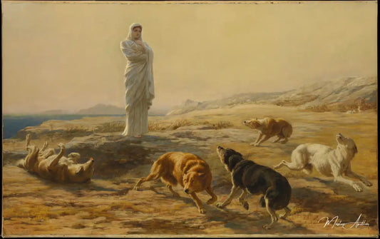 Pallas Athéna et les chiens du berger - Briton Rivière - Reproductions de tableaux et peintures haut de gamme