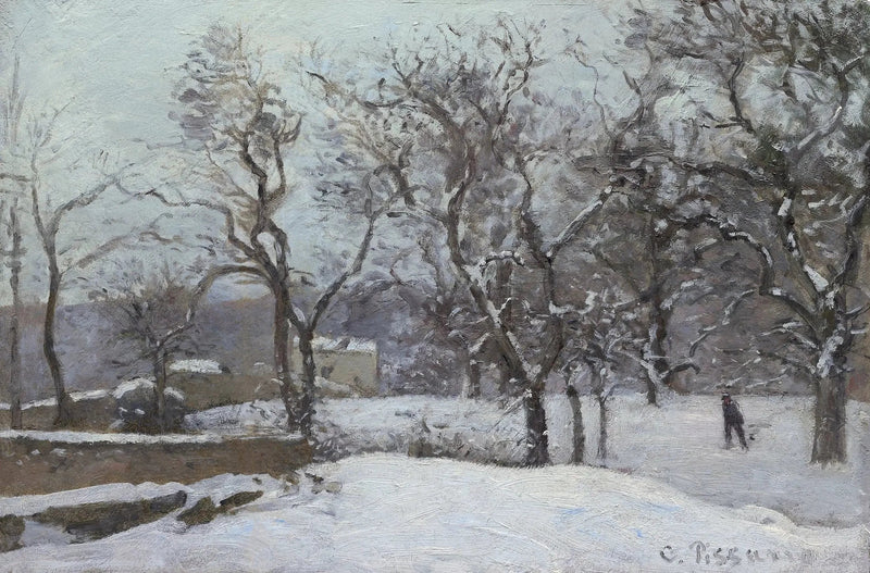 Parc du château du Pont sous la neige, Louveciennes - Camille Pissarro