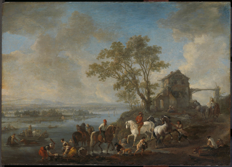Pari hippique au bord d’une rivière - Philips Wouwerman