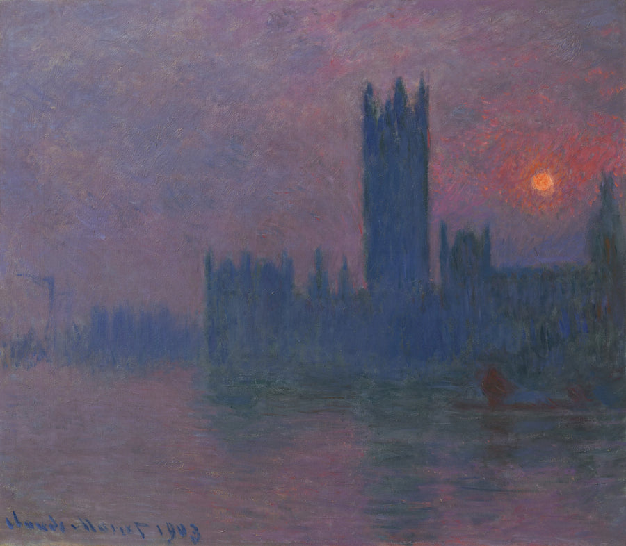 Le Parlement, soleil couchant W1604 – Claude Monet