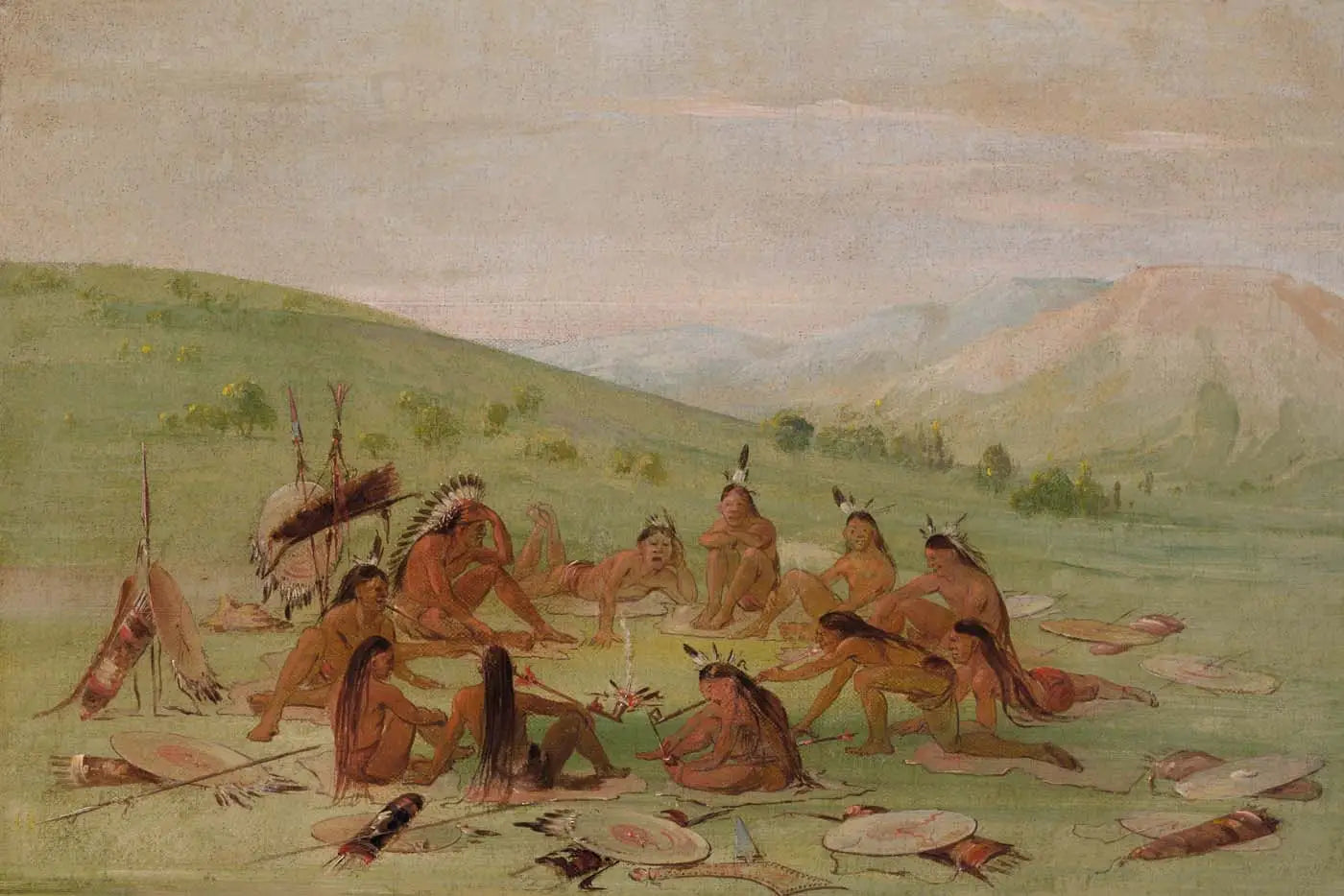 Parti de la guerre à pied au conseil Mandan - George Catlin - Alpha Reproduction