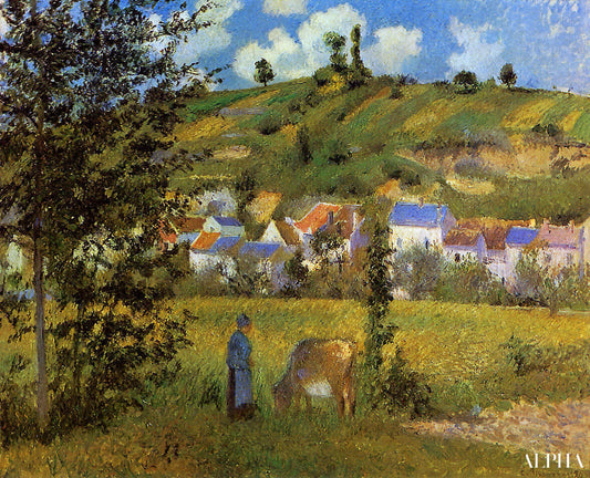 Paysage à Chaponval - Camille Pissarro - Reproductions de tableaux et peintures haut de gamme