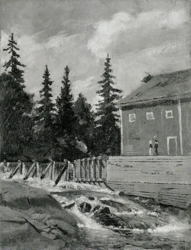 Reproduction du tableau « Paysage à la cascade et à la maison - Edvard Munch » par Alpha Reproduction en peinture à l’huile