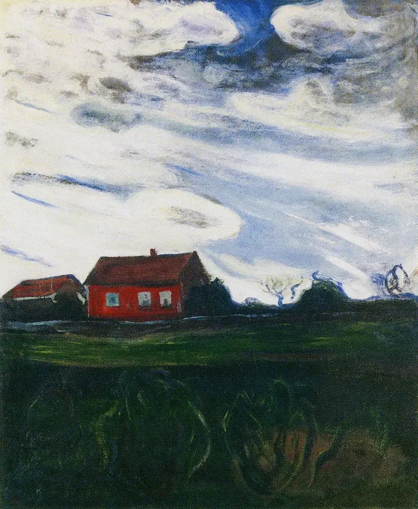 Paysage à la maison rouge - Edvard Munch