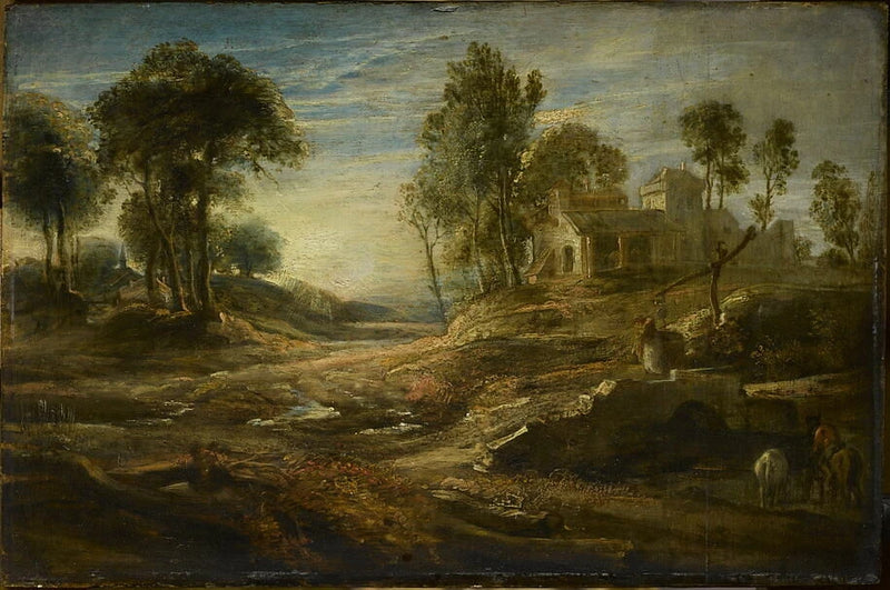 Paysage à l'abreuvoir. Effet de soleil couchant - Peter Paul Rubens
