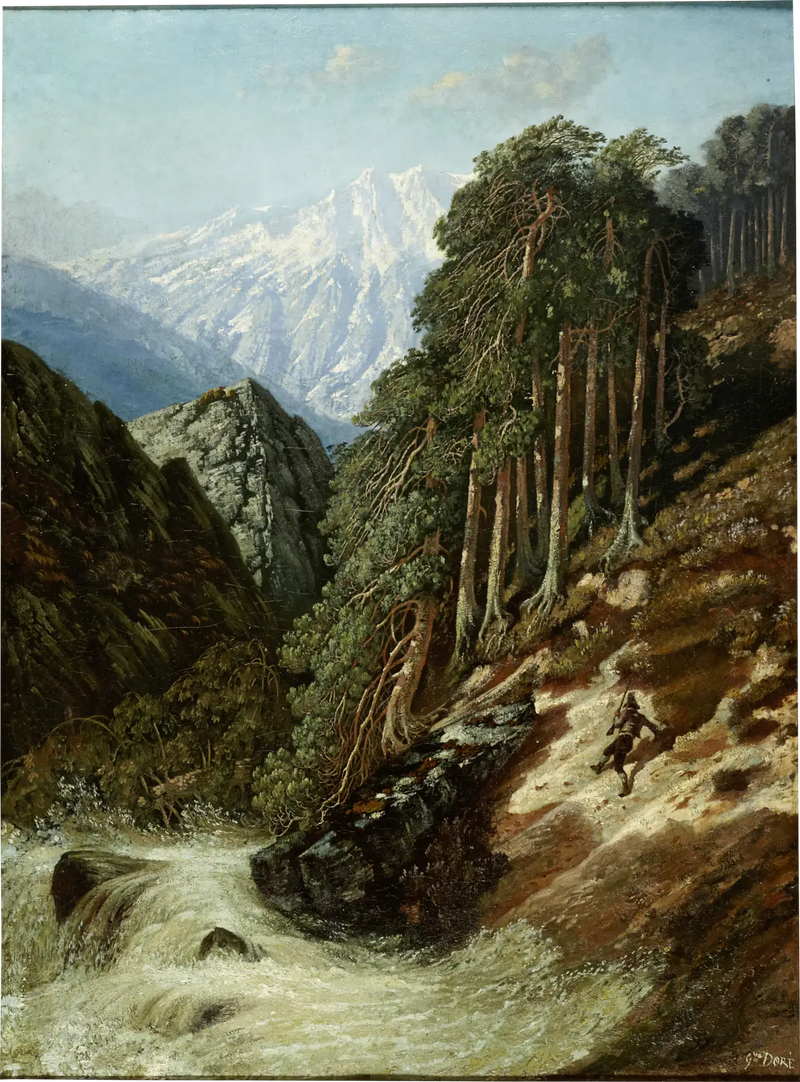 Paysage alpin avec Beck - Gustave Doré