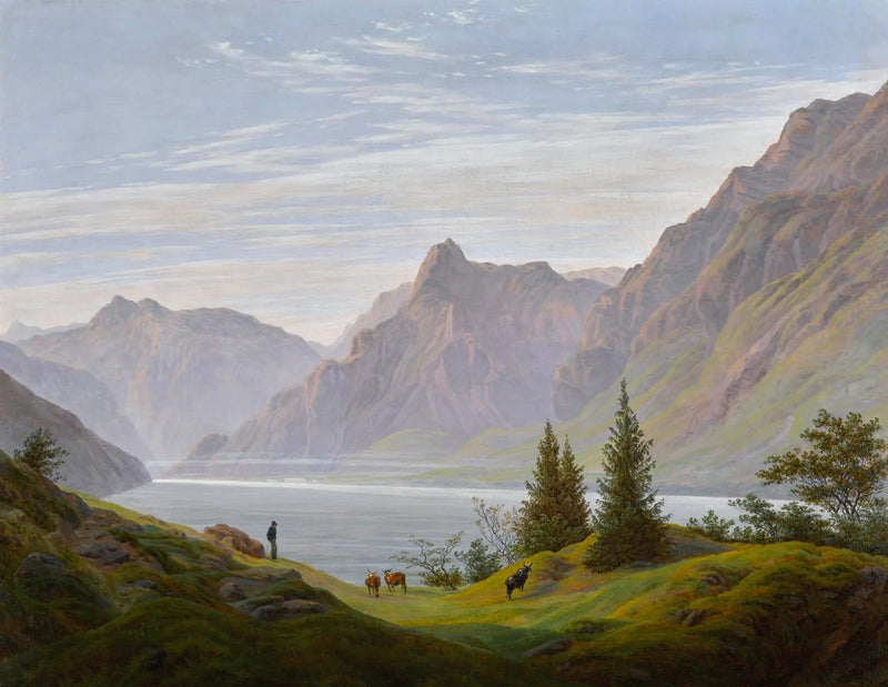 Paysage au lac de montagne, matin - Caspar David Friedrich