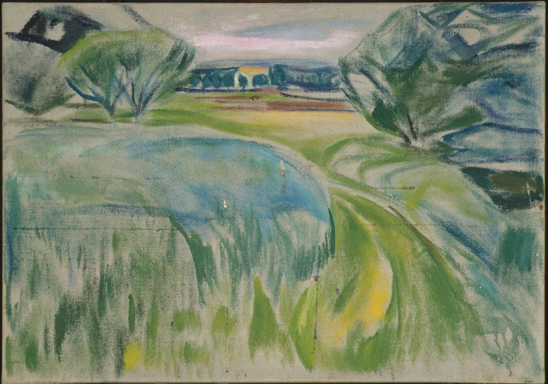 Paysage aux champs verts - Edvard Munch