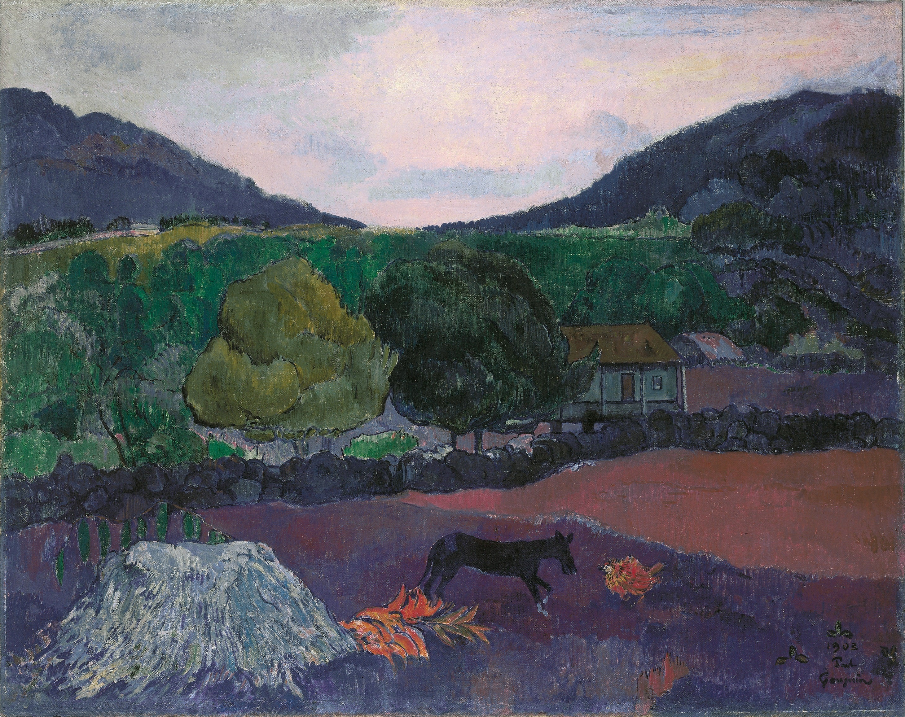 Reproduction du tableau « Paysage avec chien - Paul Gauguin » par Alpha Reproduction en peinture à l’huile