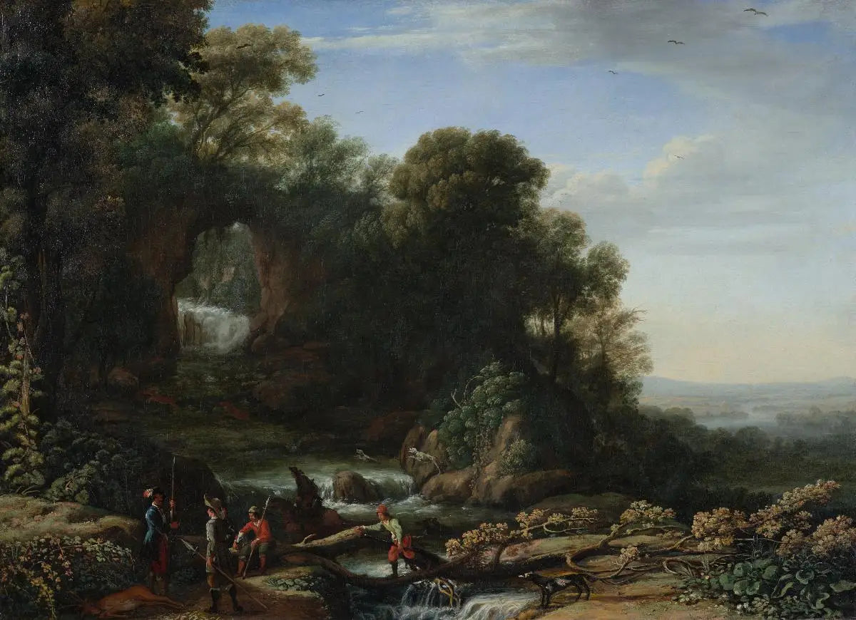 Paysage avec chute d’eau et chasseurs - Claude Lorrain - Alpha Reproduction