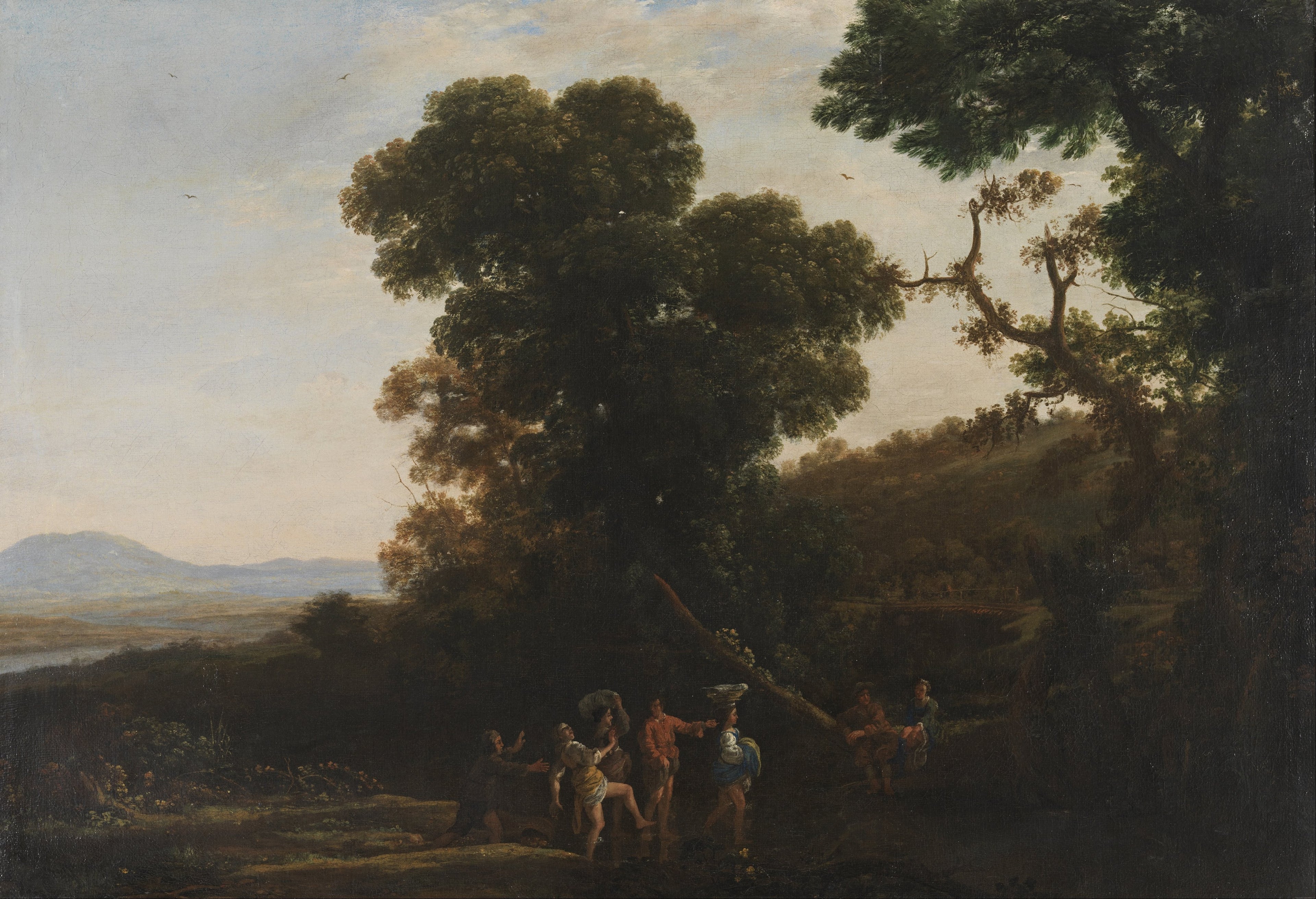 Paysage avec des personnages pataugeant dans un ruisseau - Claude Lorrain