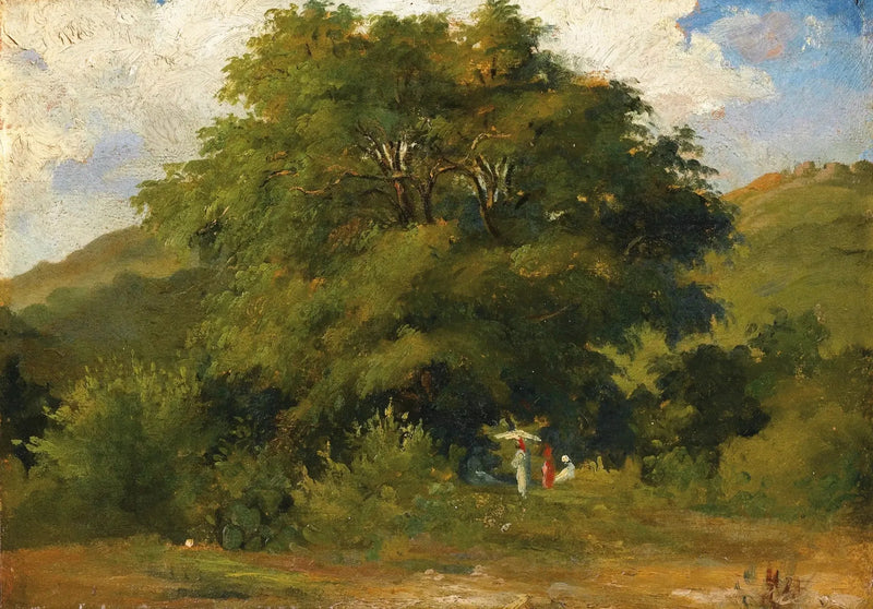 Paysage avec femmes sous un grand arbre - Camille Pissarro