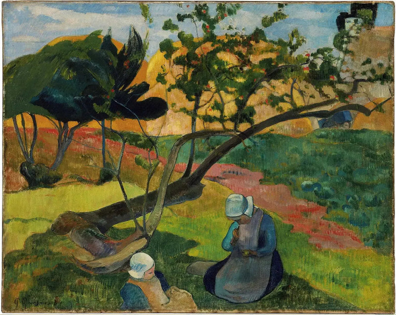 Paysage avec la femme bretonne Deux - Paul Gauguin