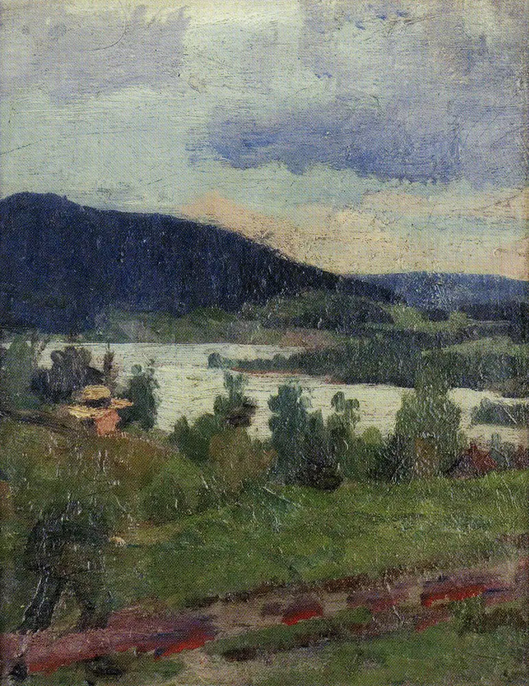 Paysage avec lac et forêt - Edvard Munch