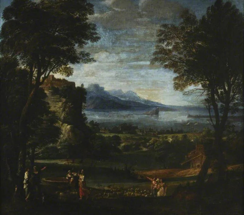 Paysage avec les filles de Jethrow au puits - Domenichino
