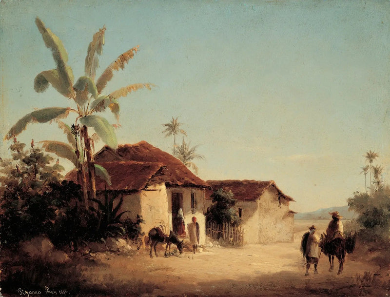 Paysage avec masures et palmiers - Camille Pissarro