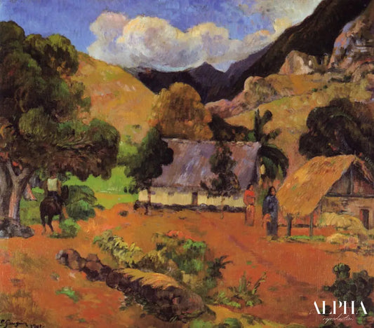 Paysage avec trois personnes - Paul Gauguin - Reproductions de tableaux et peintures haut de gamme