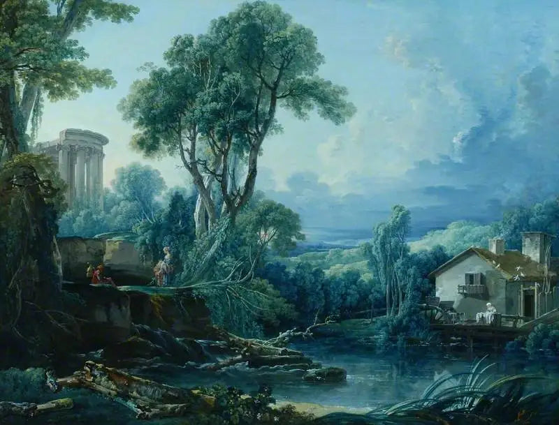 Paysage avec un moulin à eau - François Boucher - Alpha Reproduction