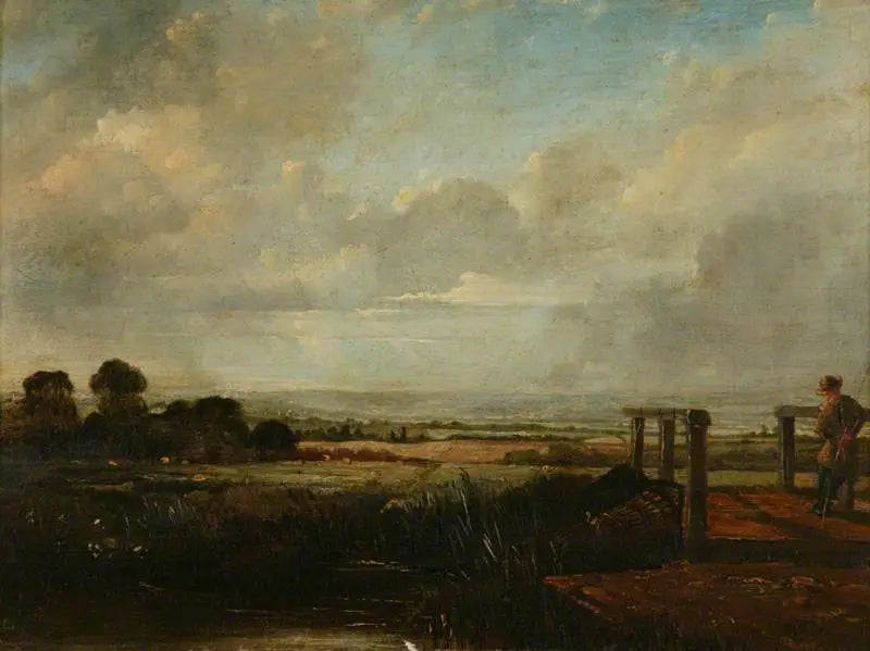 Paysage avec un pêcheur sur un pont - John Constable