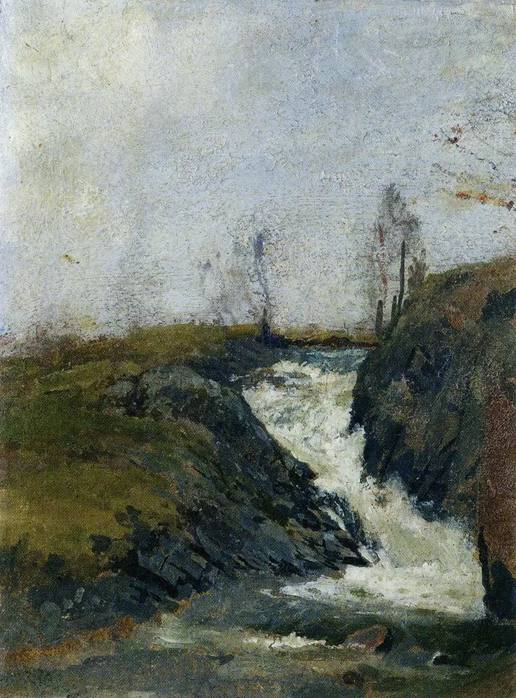 Reproduction du tableau « Paysage avec une petite cascade - Edvard Munch » par Alpha Reproduction en peinture à l’huile
