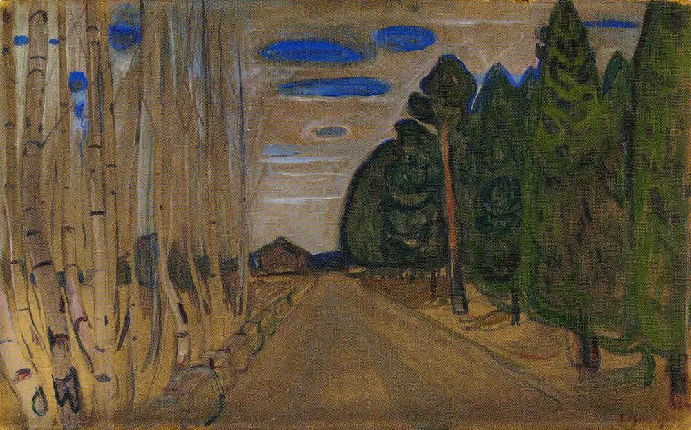 Reproduction du tableau « Paysage avec une route - Edvard Munch » par Alpha Reproduction en peinture à l’huile