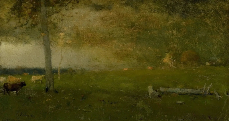 Paysage (bétail dans la tempête) - George Inness