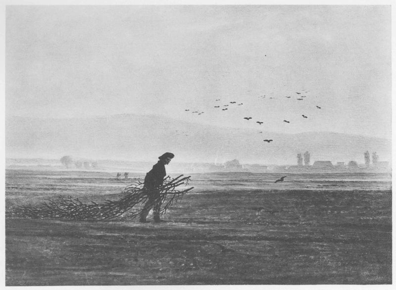 Paysage d'automne avec un homme ramassant du bois - Caspar David Friedrich