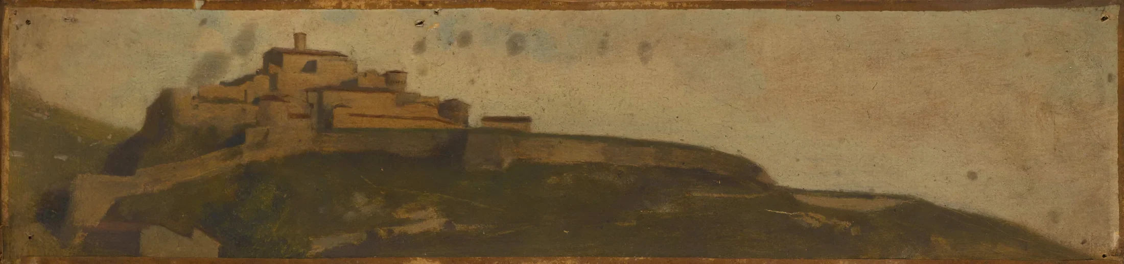 Paysage d'Italie, village fortifié sur la colline - Jean-Jacques Henner image 1 tableau peint à l’huile sur toile