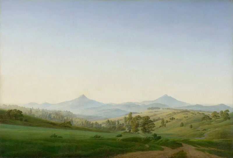 Paysage de Bohême avec le mont Milleschauer - Caspar David Friedrich