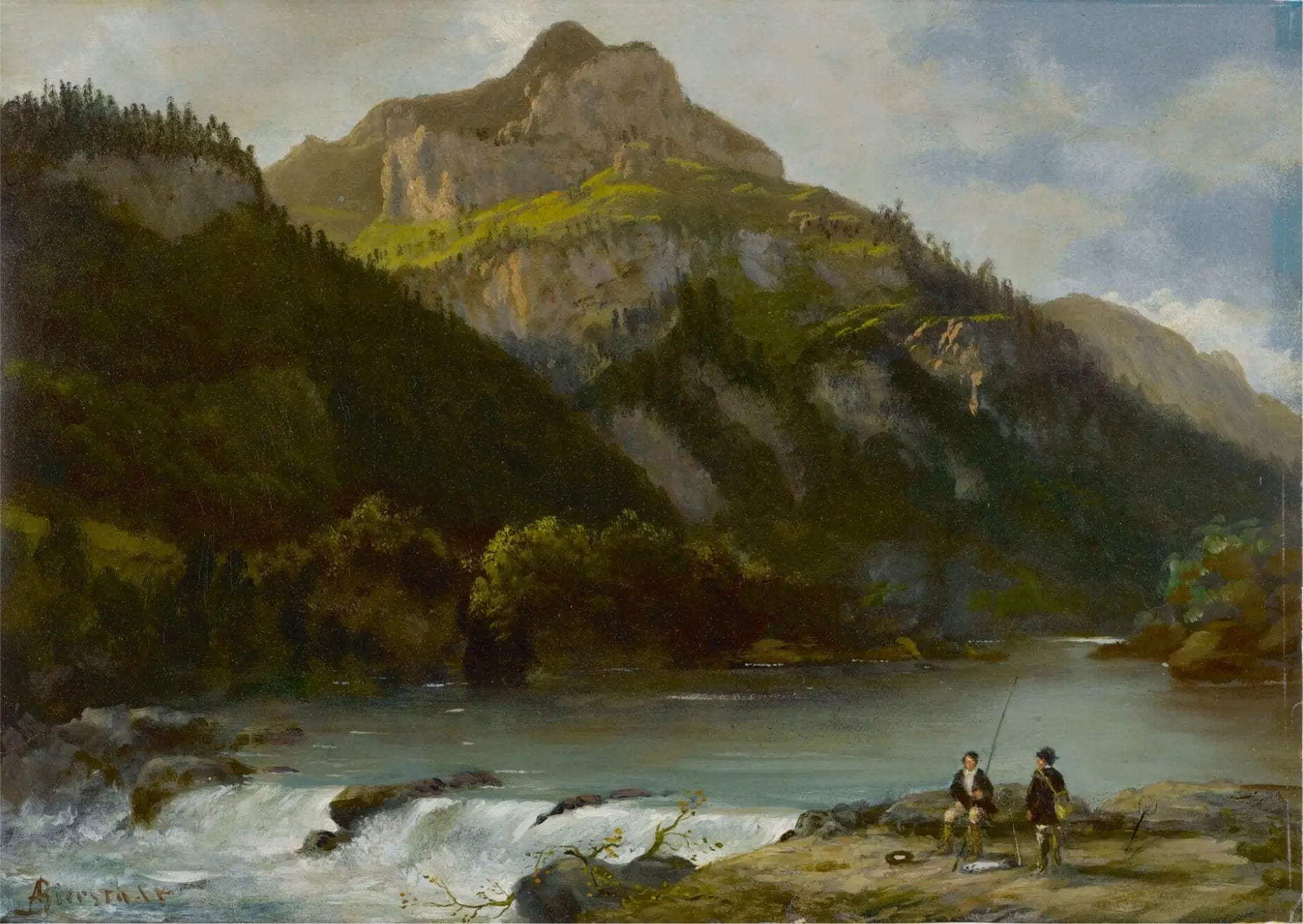 Paysage de montagne - Albert Bierstadt image 1 reproduction artisanale de tableau