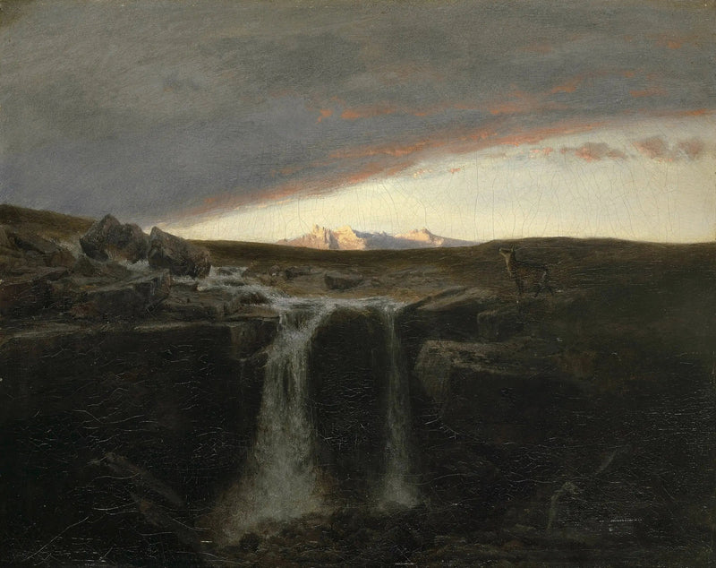 Paysage de montagne avec une cascade - Arnold Böcklin