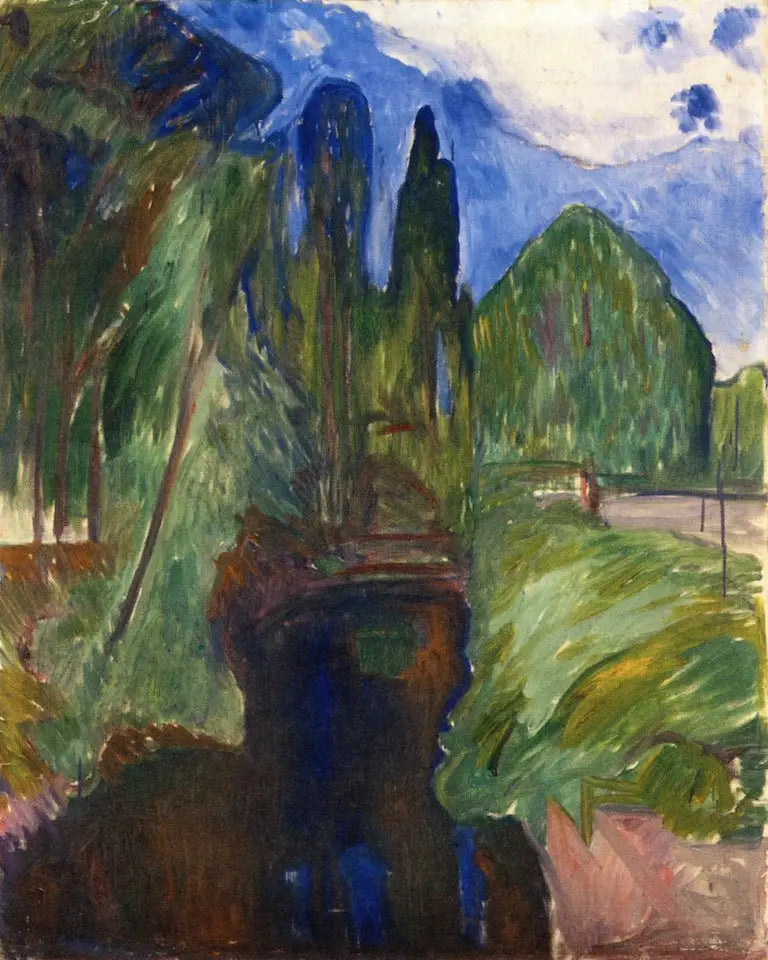 Reproduction du tableau « Paysage de parc - Edvard Munch » par Alpha Reproduction en peinture à l’huile