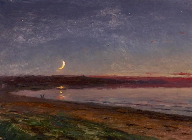 Paysage de plage en soirée avec deux personnages. - Peder Severin Krøyer