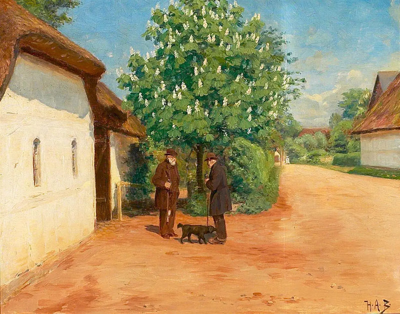 Paysage de printemps avec deux messieurs. - H. A. Brendekilde