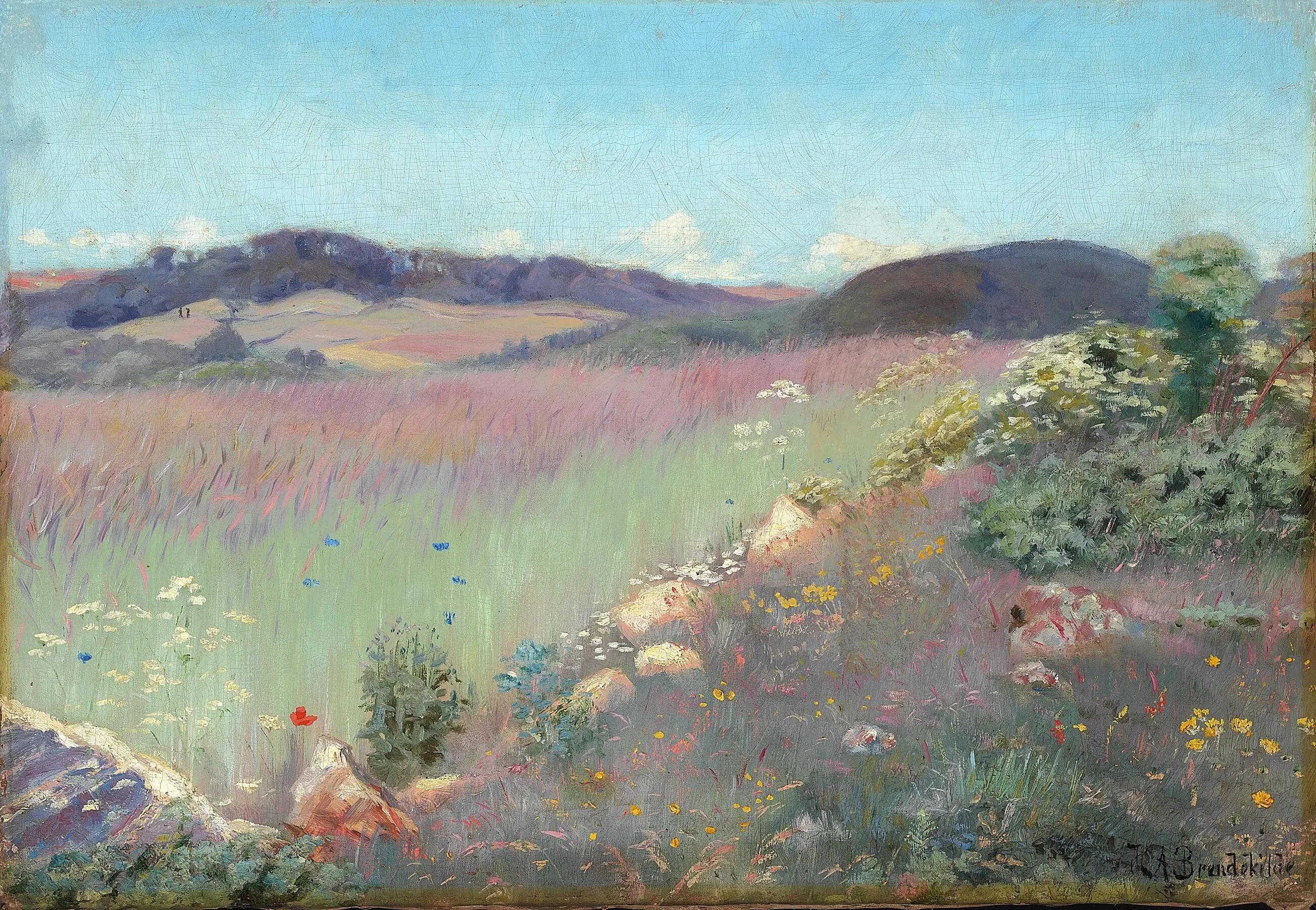 Paysage d’été danois avec coquelicots et bleuets. - H. A. Brendekilde - Alpha Reproduction