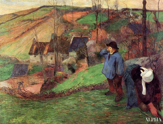 Paysage en Bretagne (1888) - Paul Gauguin - Reproductions de tableaux et peintures haut de gamme