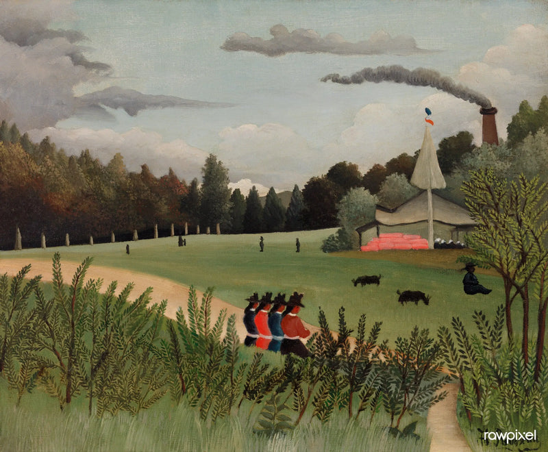 Paysage et quatre jeunes filles - Henri Rousseau