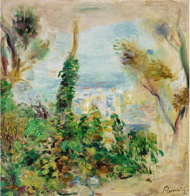Paysage aux fleurs grimpantes et maisons, 1900 – Renoir