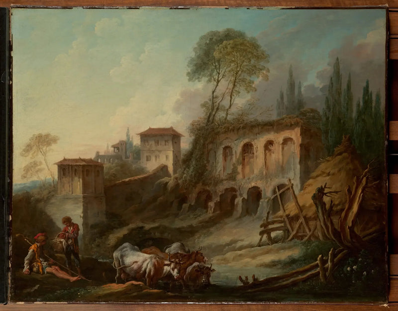 Paysage imaginaire avec le mont Palatin depuis Campo Vaccino - François Boucher