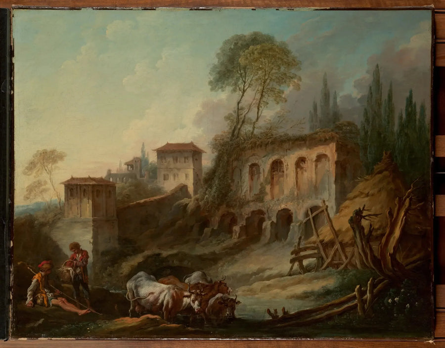 Paysage imaginaire avec le mont Palatin depuis Campo Vaccino - François Boucher